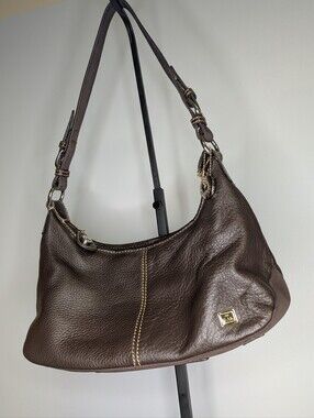 The Sak Brown Leather Slouchy Shoulder Bag with Contrast Stitching